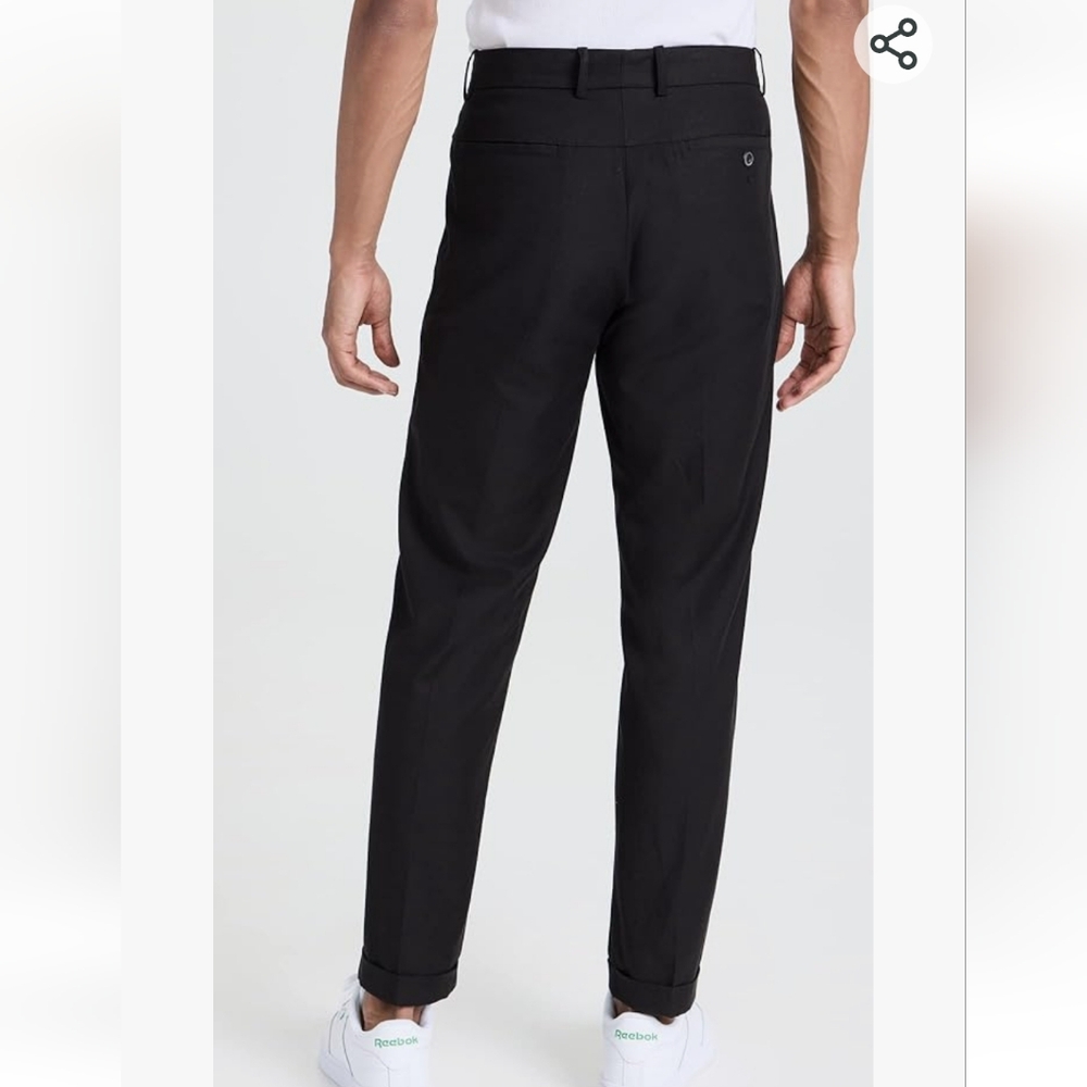 NEW Vince Men's Black Tapered Cuffed Flat-Front Cropped Trousers Pants Sz 34 - Picture 5 of 10
